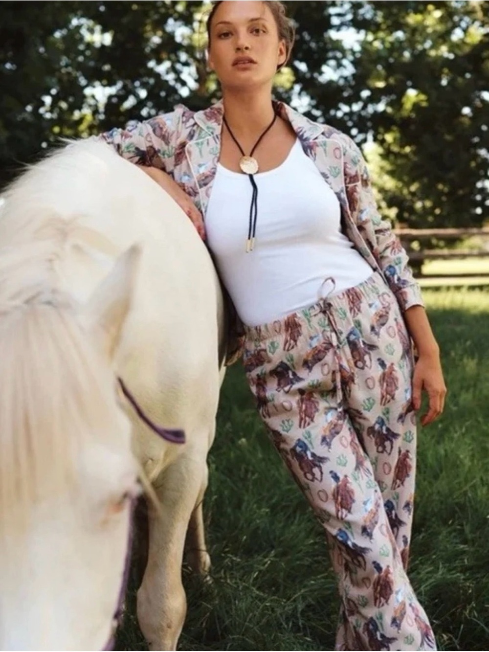 Posh peanut-CLiNT-Rodeo/Western/Cowgirl print-Flannelette 2piece pajamas-Small 2